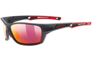 Sonnenbrille uvex sportstyle 232 P Black Mat / Red S3 Polarized Rechteck Schwarz