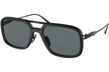 Sunglasses Prada PR57ZS 1BO5Z1 Polarized Quadratisch Schwarz