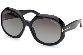 Sonnenbrille Tom Ford FT1011 01B Rund Schwarz