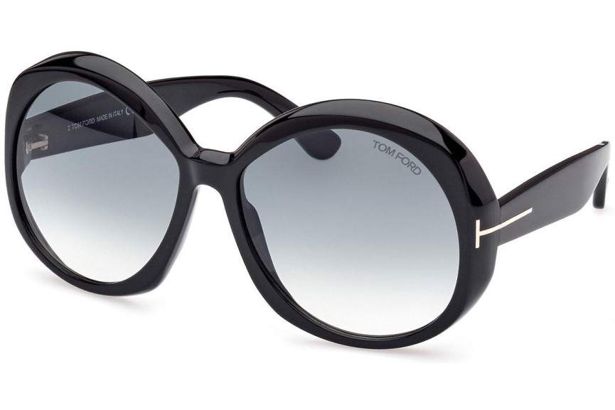 Sonnenbrille Tom Ford FT1010 01B Rund Schwarz