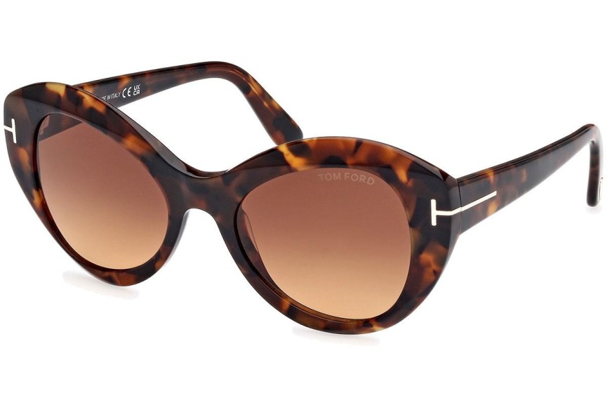 Sonnenbrille Tom Ford Guinevere FT1084 52F Cat Eye Havanna