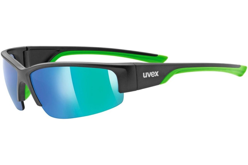 Sonnenbrille uvex sportstyle 215 Matte Black / Green S3 Rechteck Schwarz