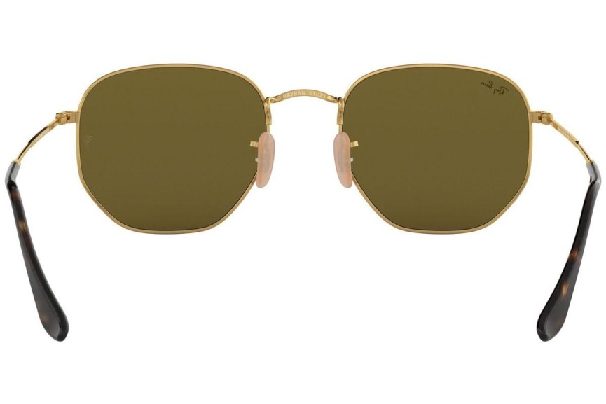 Sonnenbrille Ray-Ban Hexagonal Flat Lenses RB3548N 001/9O Rund Gold