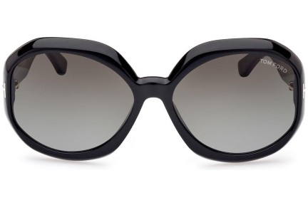 Sonnenbrille Tom Ford FT1011 01B Rund Schwarz