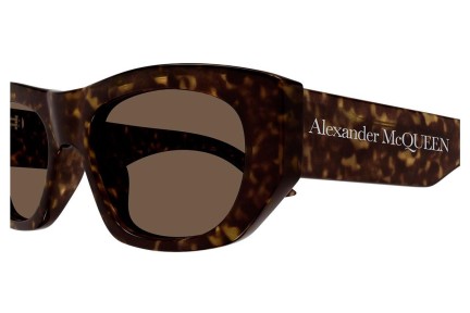 Sonnenbrille Alexander McQueen AM0450S 002 Rechteck Havanna