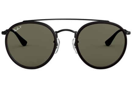 Sonnenbrille Ray-Ban Round Double Bridge RB3647N 002/58 Polarized Rund Schwarz